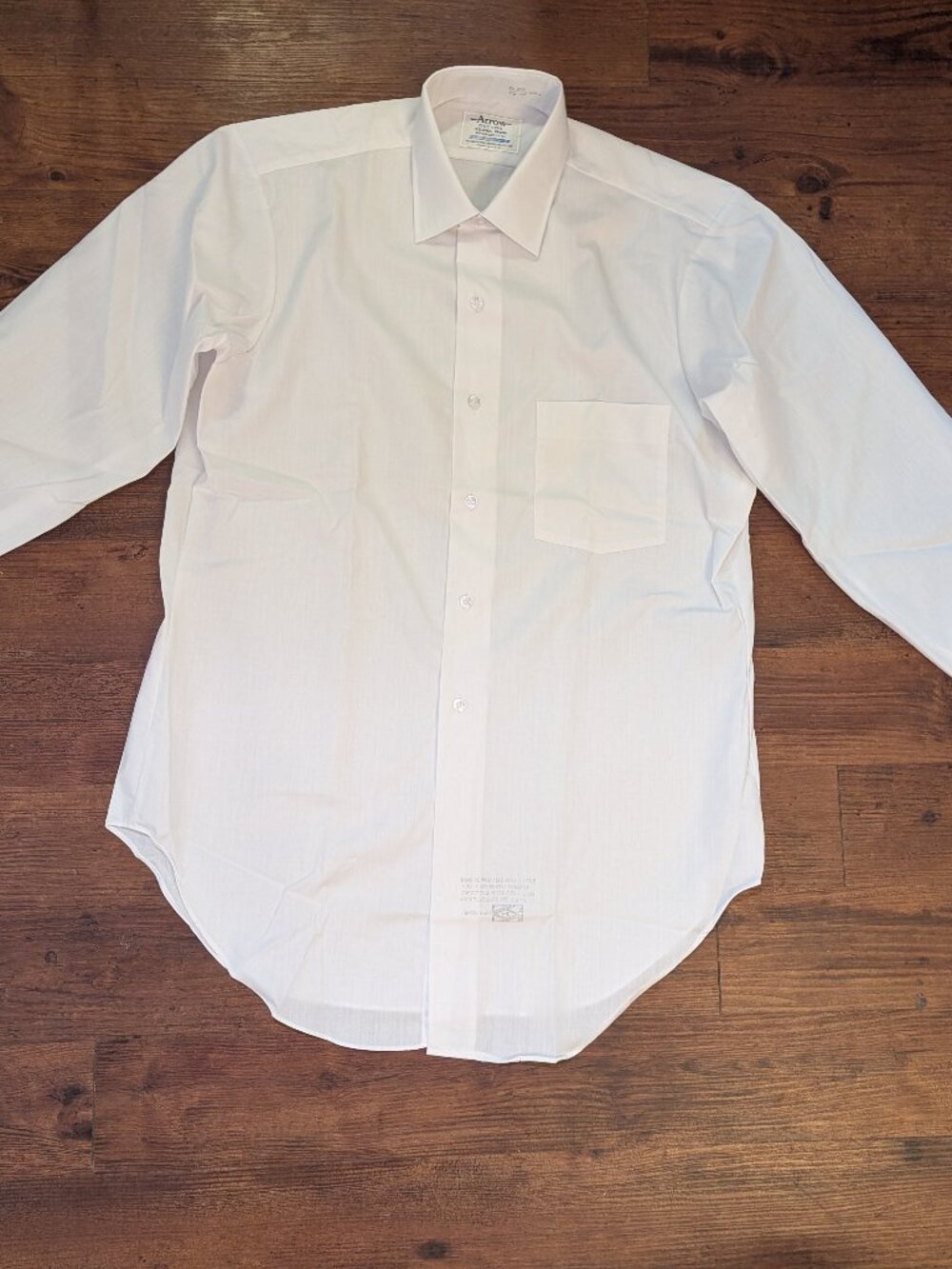 Vintage Arrow Dection Perma-Iron Broadcloth Long Sleeve Collared White Shirt